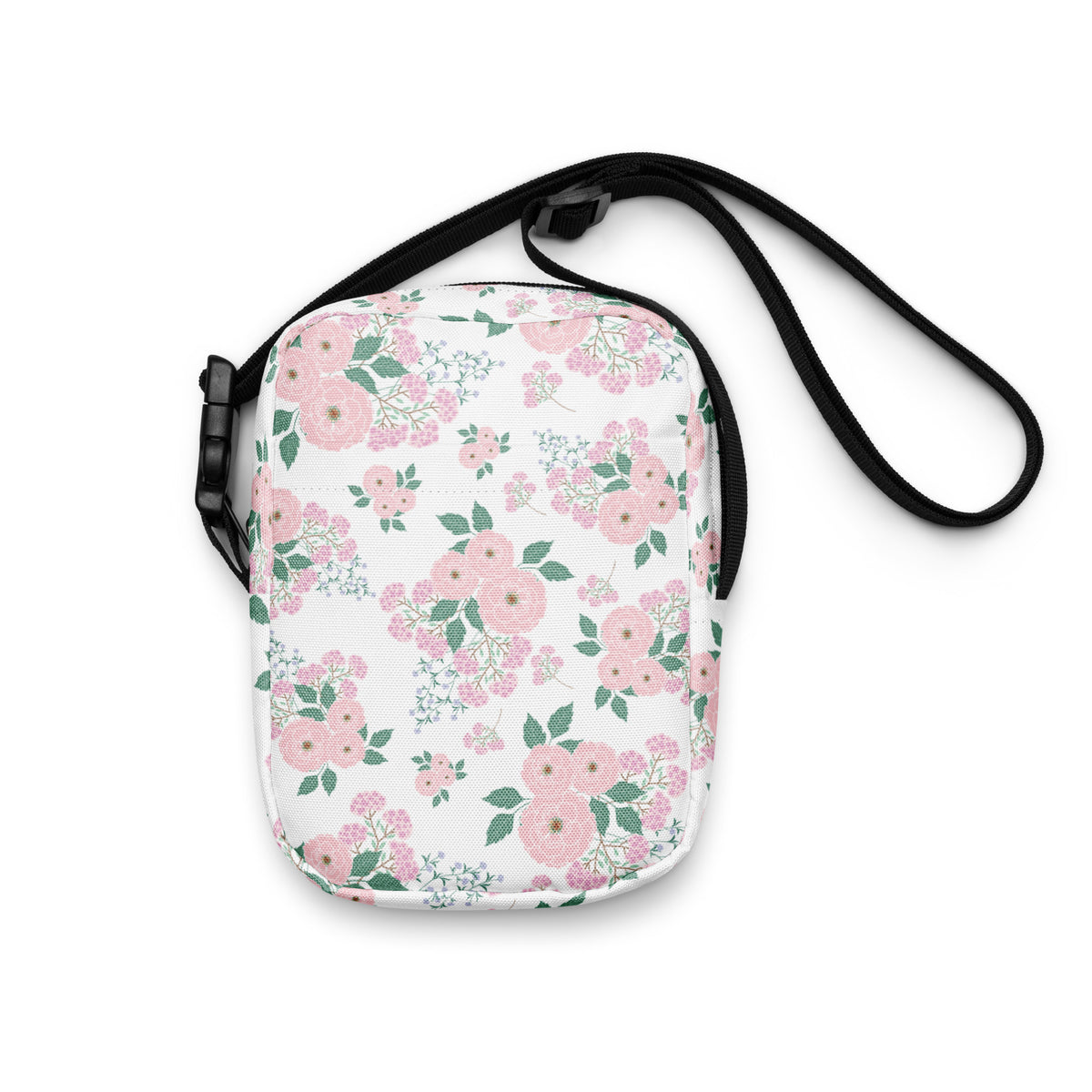 Girls Pink Flowers Crossbody Bag – Water Resistant Mini Purse With Adjustable Strap & Pockets