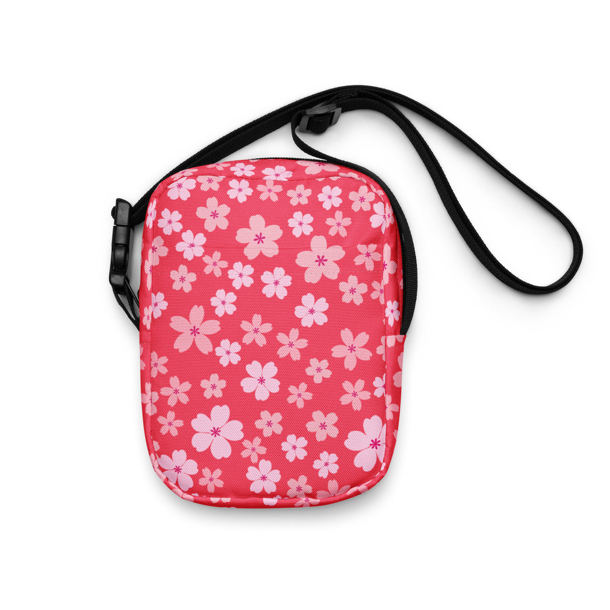 Pink Cherry Blossom Crossbody Bag – Water Resistant Mini Purse With Adjustable Strap & Pockets