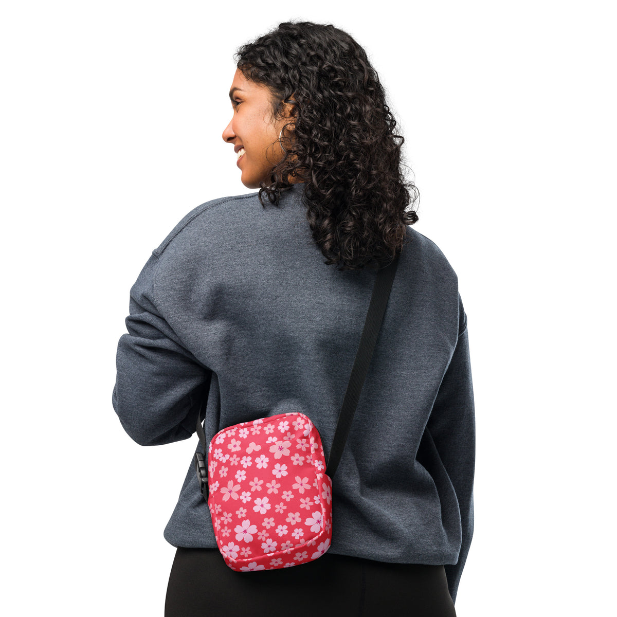 Pink Cherry Blossom Crossbody Bag – Water Resistant Mini Purse With Adjustable Strap & Pockets