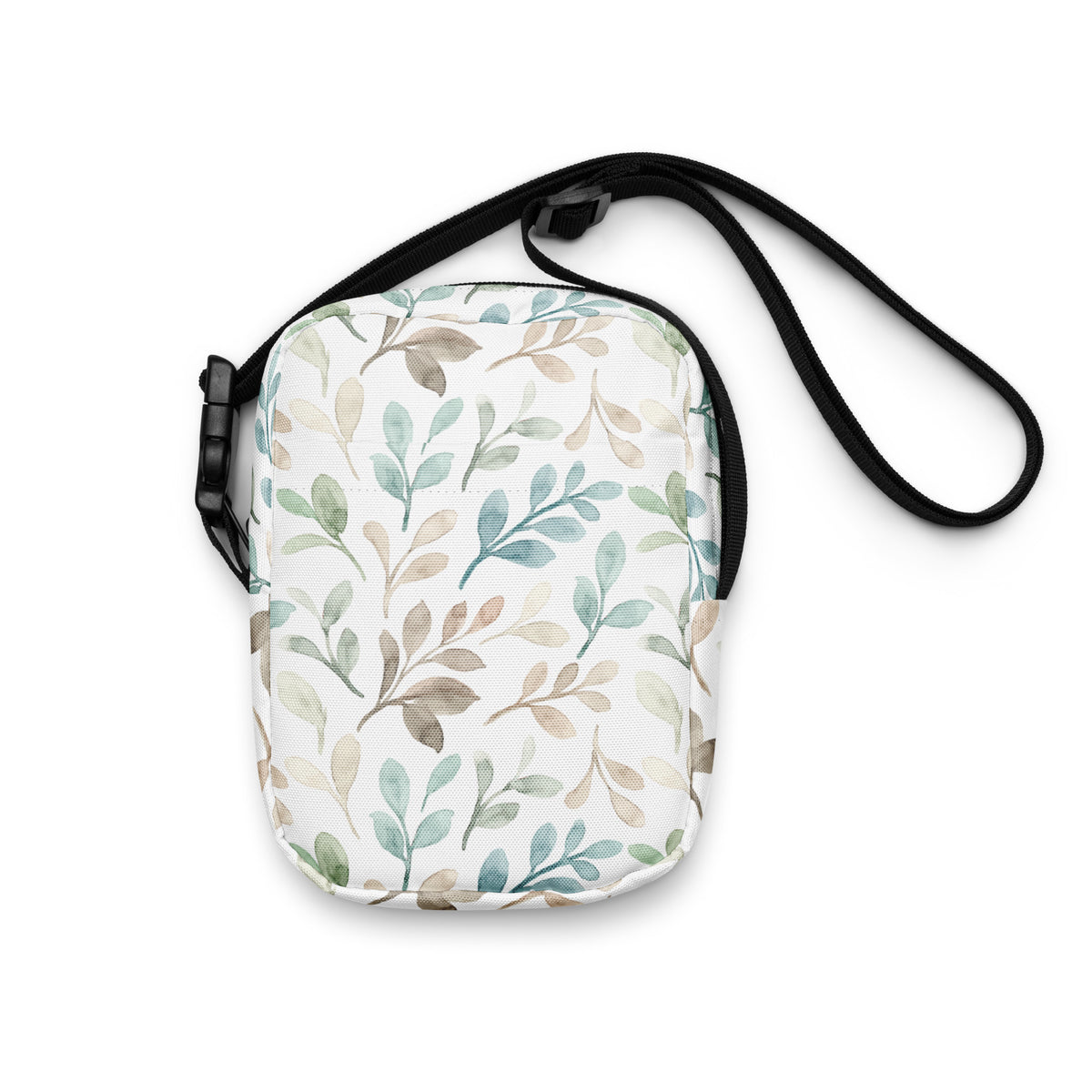 Watercolor Leaf Crossbody Bag – Water Resistant Mini Purse With Adjustable Strap & Pockets
