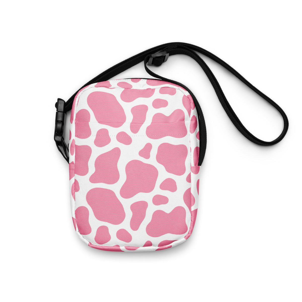 Pink Cow Print Crossbody Bag – Water Resistant Mini Purse With Adjustable Strap & Pockets