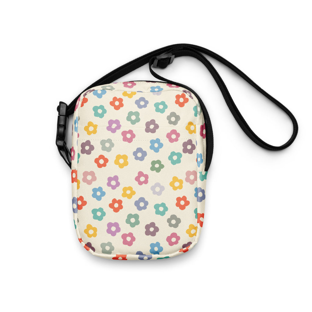 Colorful Retro Flower Crossbody Bag – Water Resistant Mini Purse With Adjustable Strap & Pockets