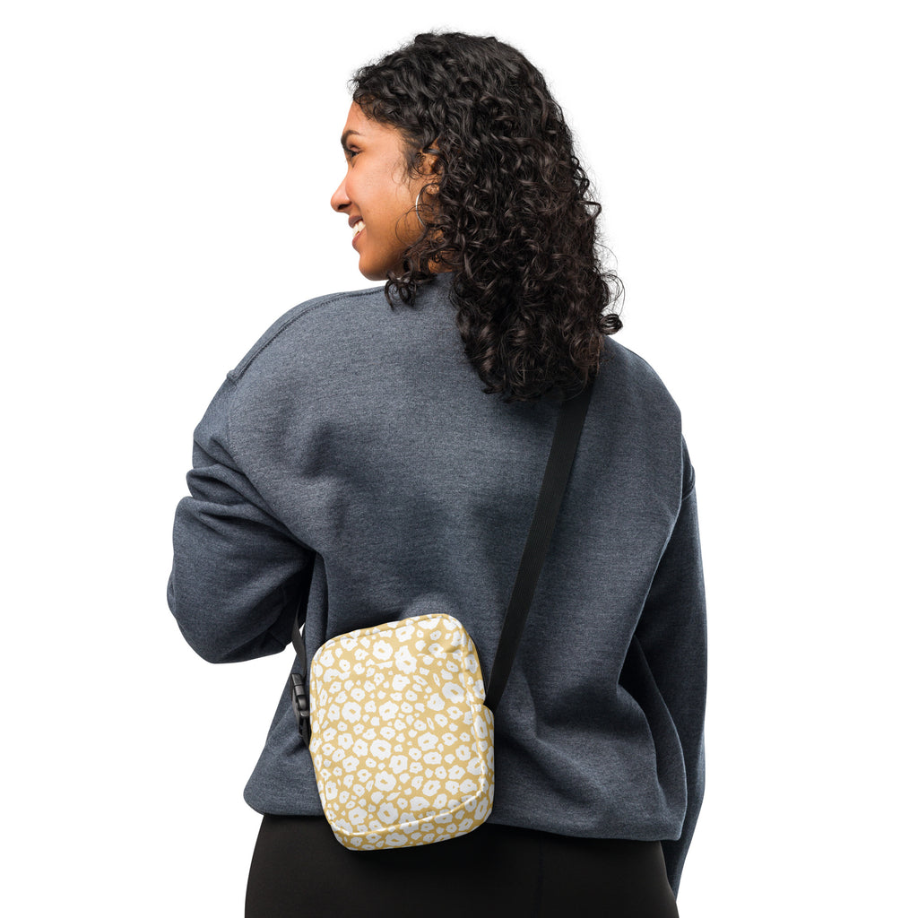Light Yellow Leopard Crossbody Bag – Water Resistant Mini Purse With Adjustable Strap & Pockets
