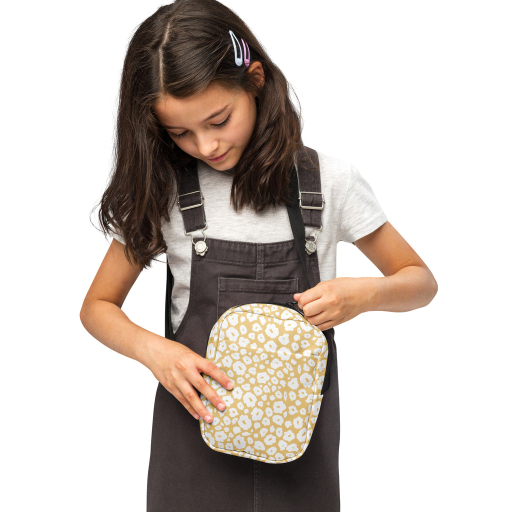 Girls Light Yellow Leopard Crossbody Bag – Water Resistant Mini Purse With Adjustable Strap & Pockets