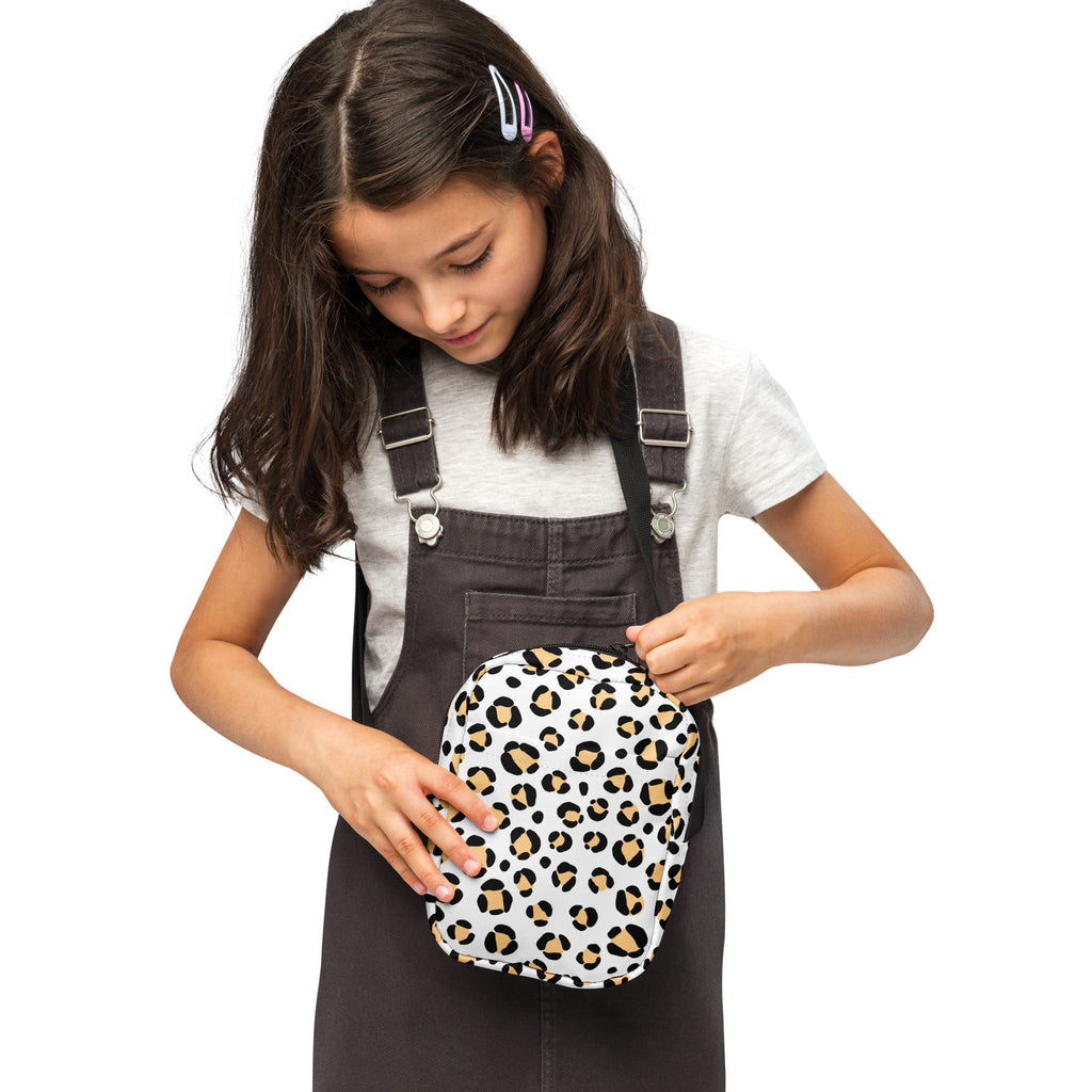 Girls Yellow Spotted Leopard Crossbody Bag – Water Resistant Mini Purse With Adjustable Strap & Pockets