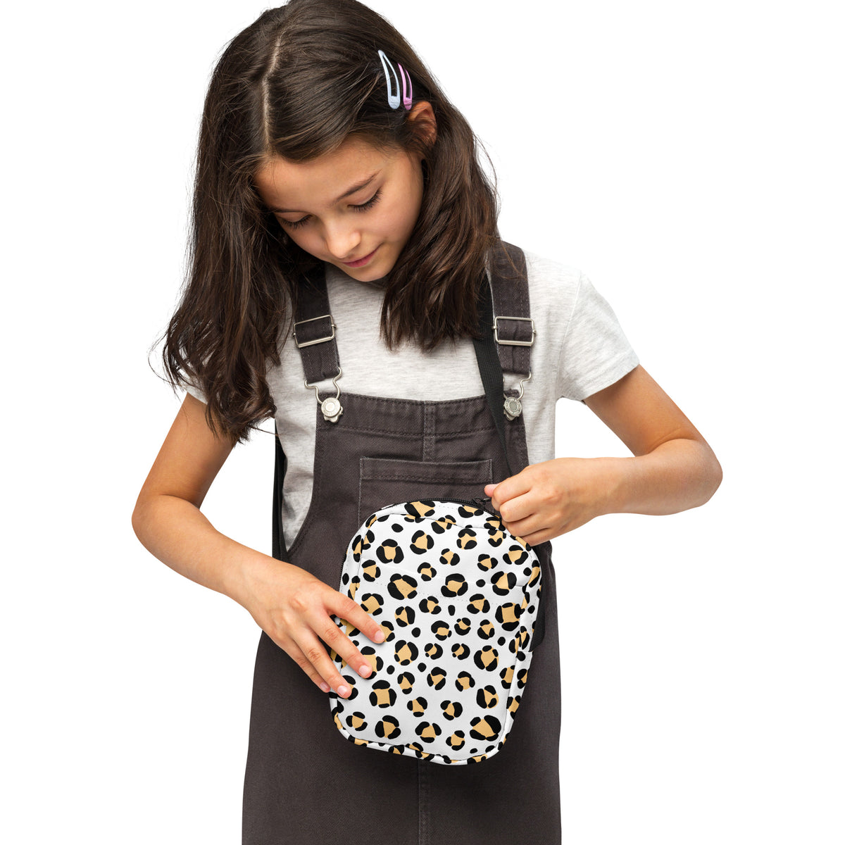 Girls Yellow Spotted Leopard Crossbody Bag – Water Resistant Mini Purse With Adjustable Strap & Pockets