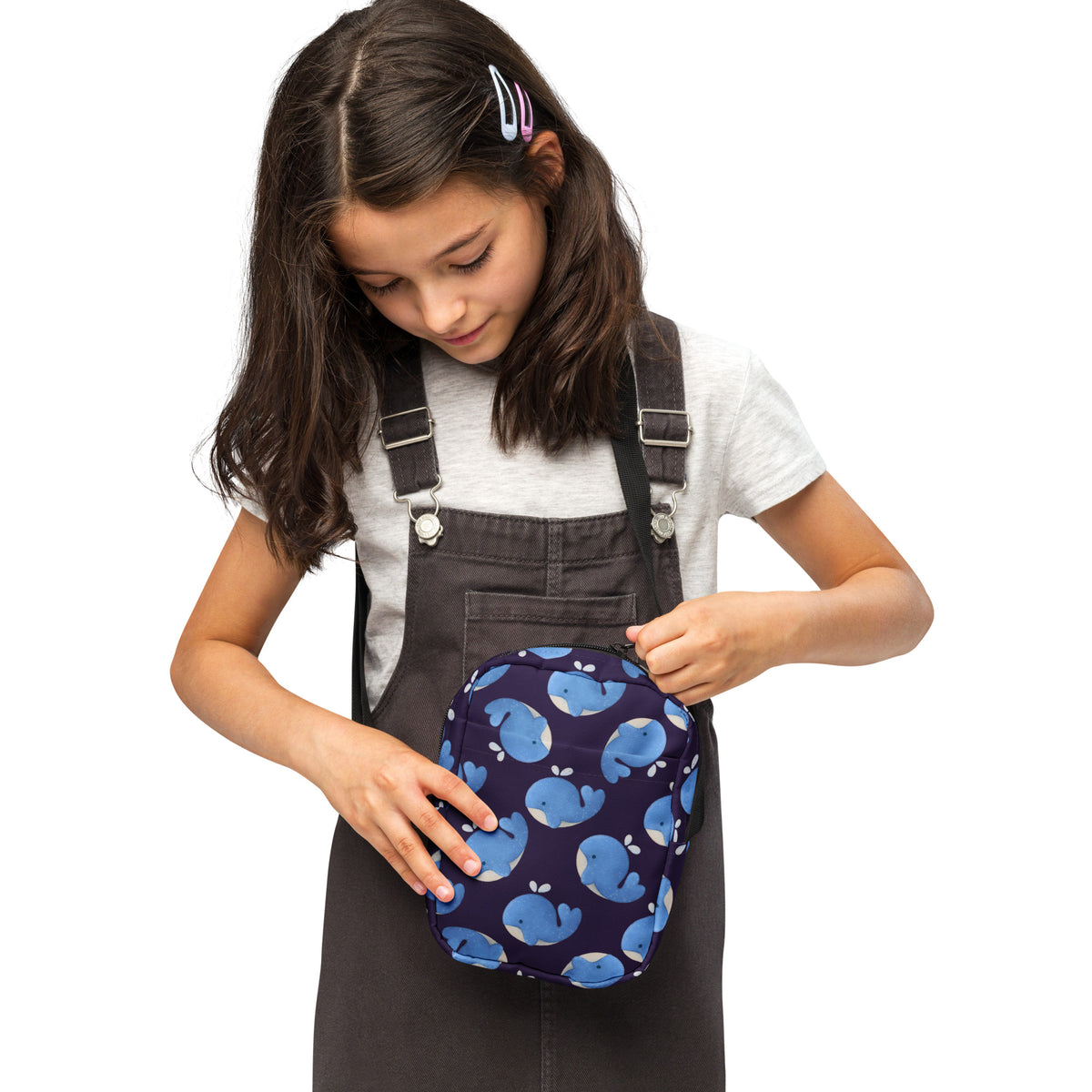 Girls Blue Whale Crossbody Bag – Water Resistant Mini Purse With Adjustable Strap & Pockets