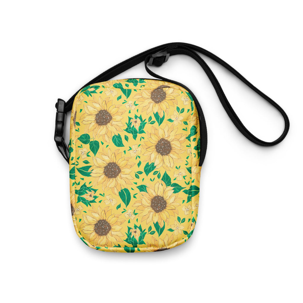 Girls Watercolor Sunflower Crossbody Bag – Water Resistant Mini Purse With Adjustable Strap & Pockets