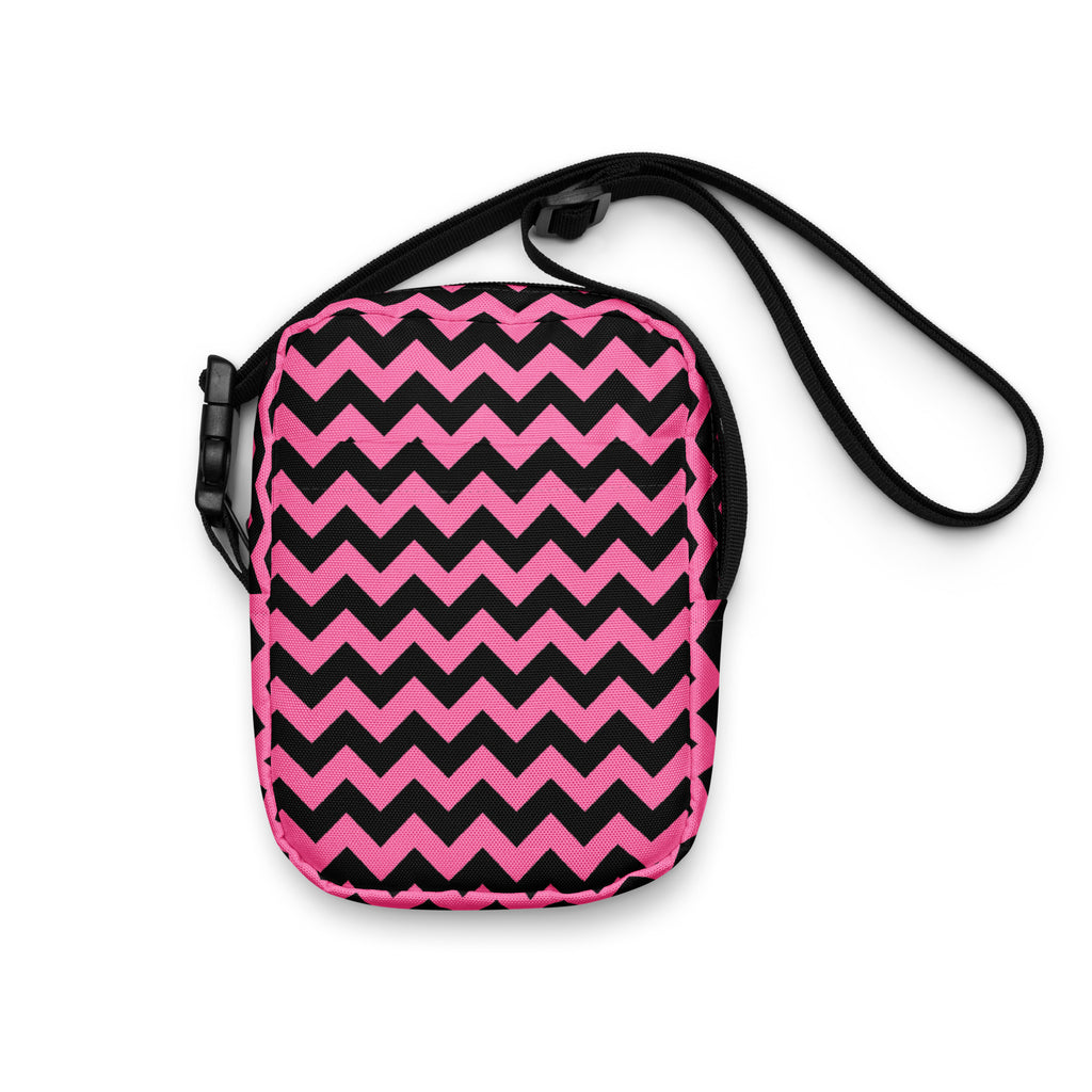 Pink Chevron Halloween Crossbody Bag – Water Resistant Mini Purse With Adjustable Strap & Pockets