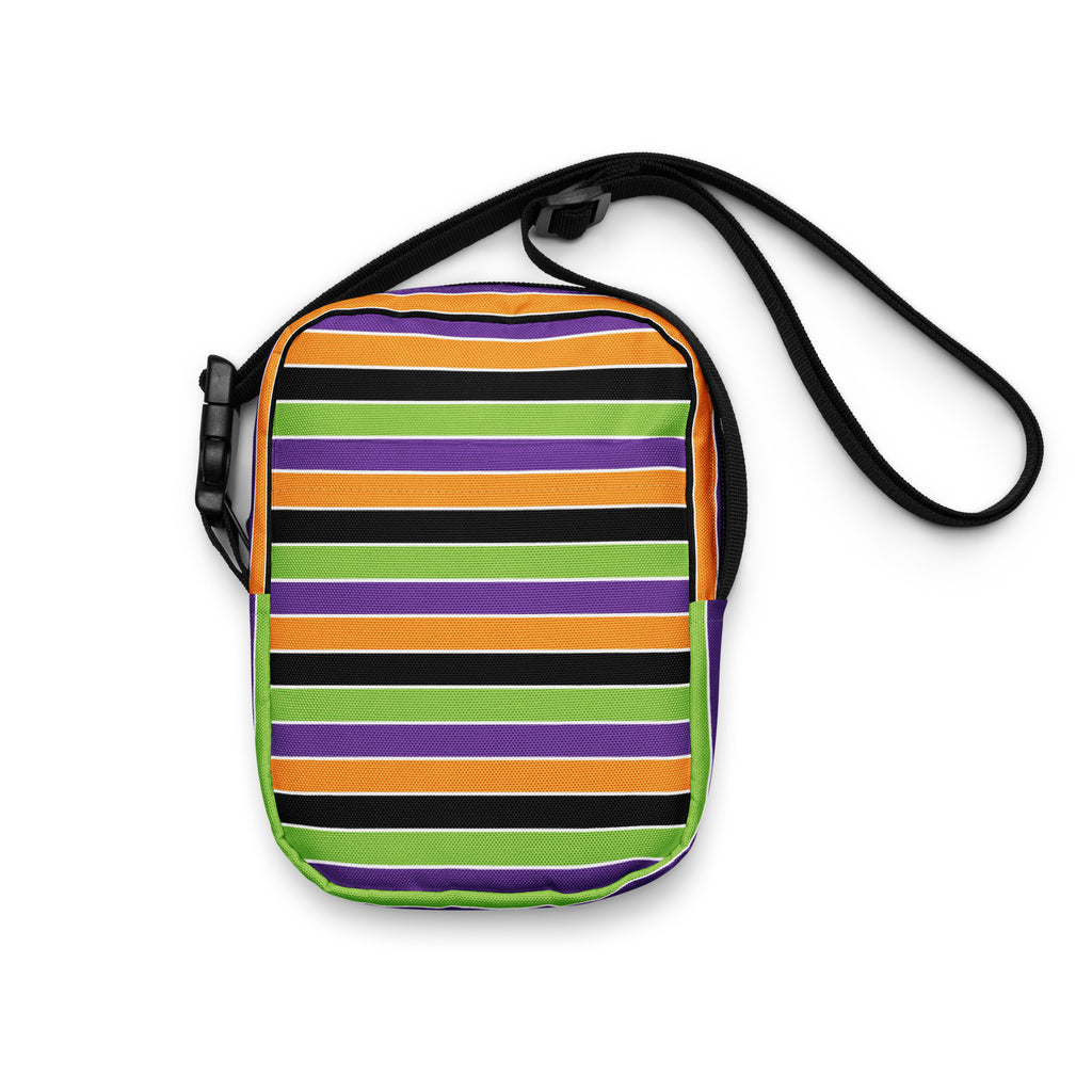 Halloween Striped Crossbody Bag – Water Resistant Mini Purse With Adjustable Strap & Pockets