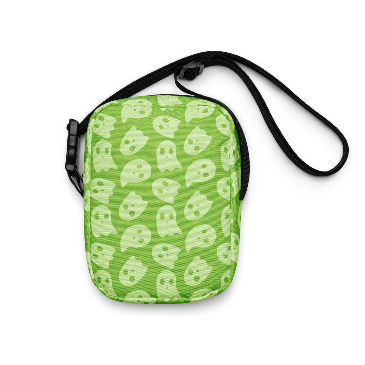 Green Ghosts Halloween Crossbody Bag – Water Resistant Mini Purse With Adjustable Strap & Pockets