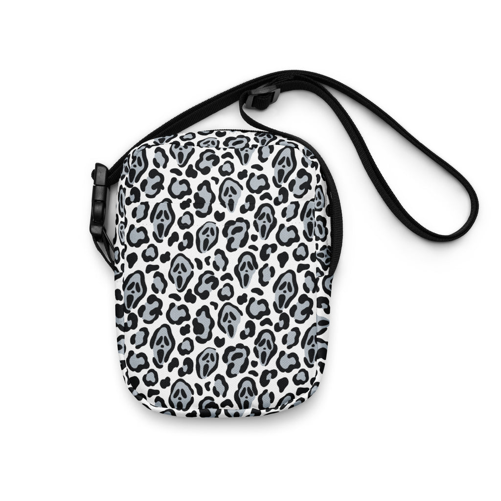 Ghost Face Leopard Halloween Crossbody Bag – Water Resistant Mini Purse With Adjustable Strap & Pockets