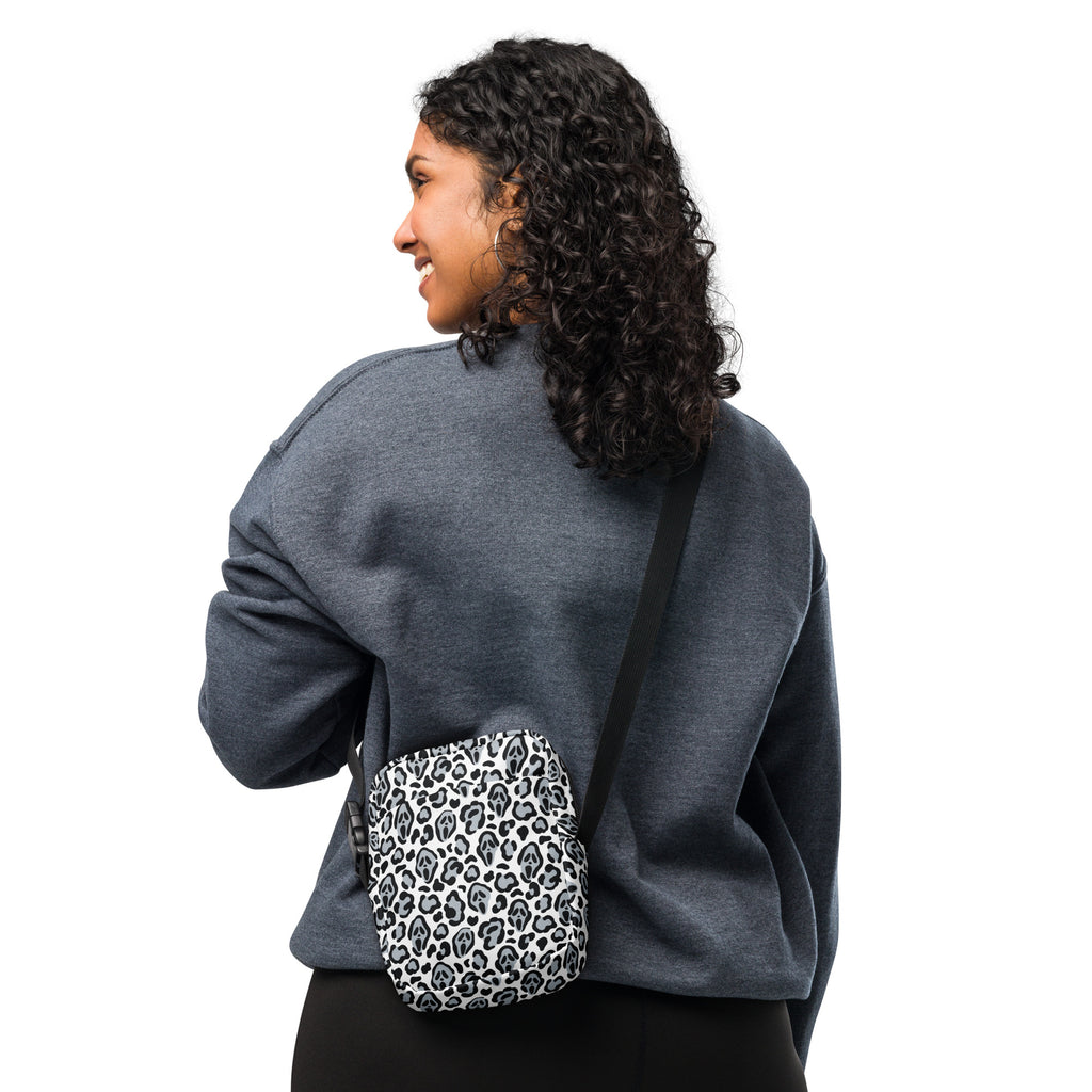 Ghost Face Leopard Halloween Crossbody Bag – Water Resistant Mini Purse With Adjustable Strap & Pockets