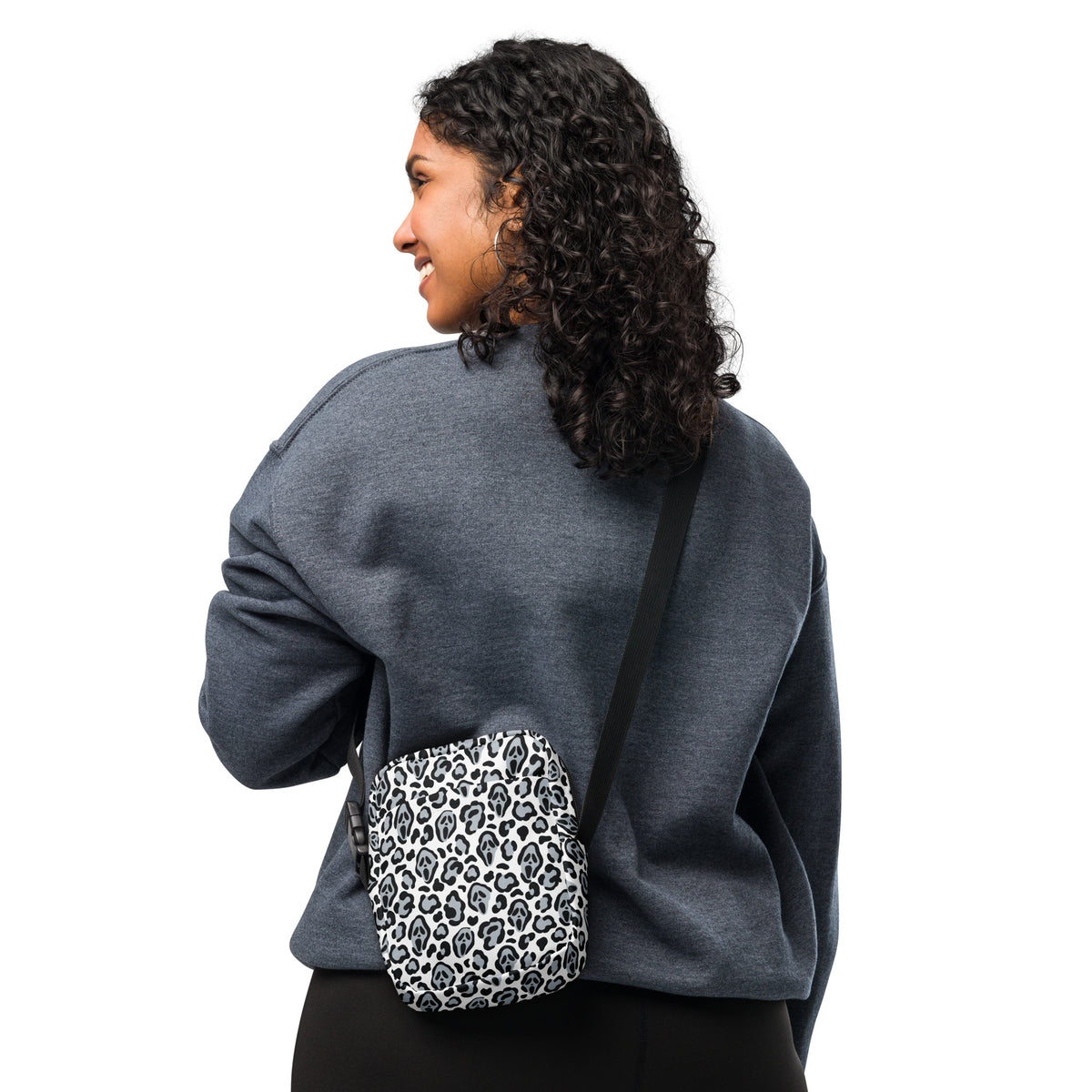 Ghost Face Leopard Halloween Crossbody Bag – Water Resistant Mini Purse With Adjustable Strap & Pockets
