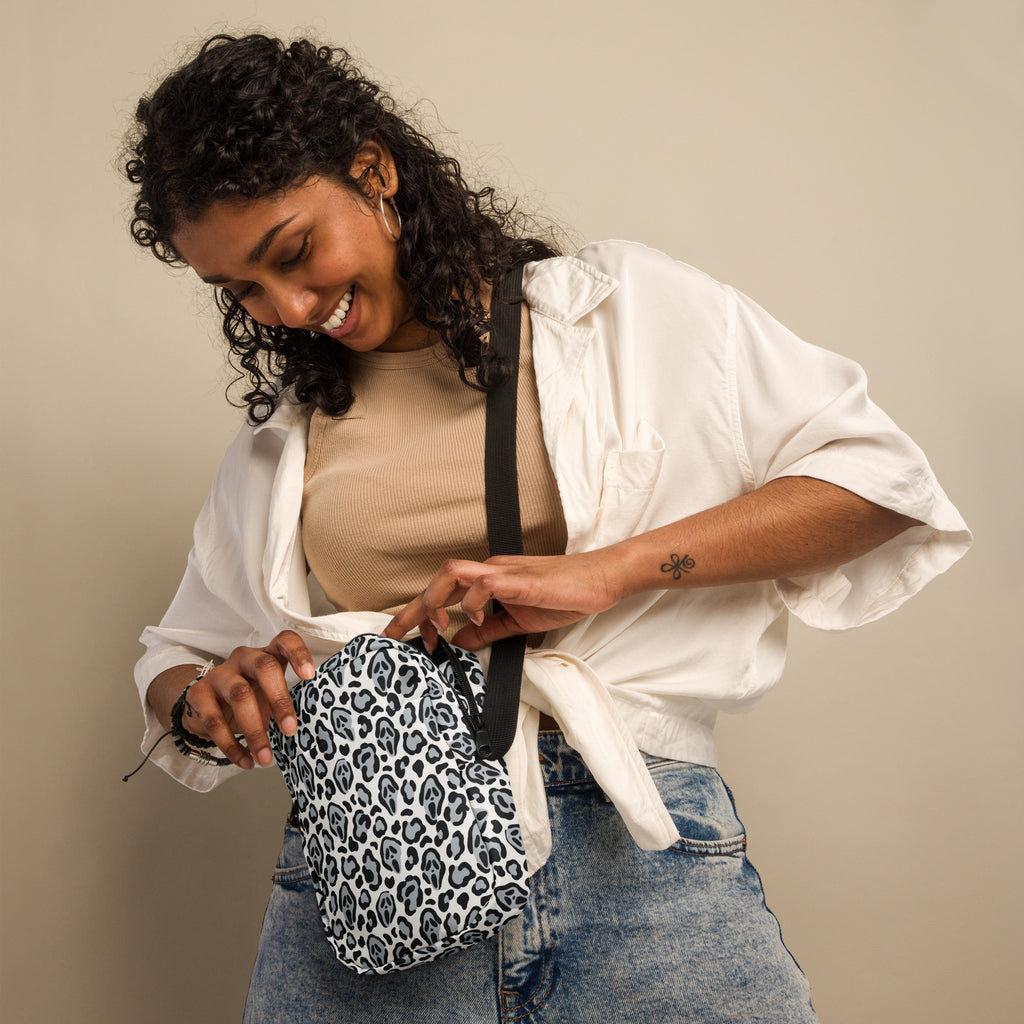 Ghost Face Leopard Halloween Crossbody Bag – Water Resistant Mini Purse With Adjustable Strap & Pockets