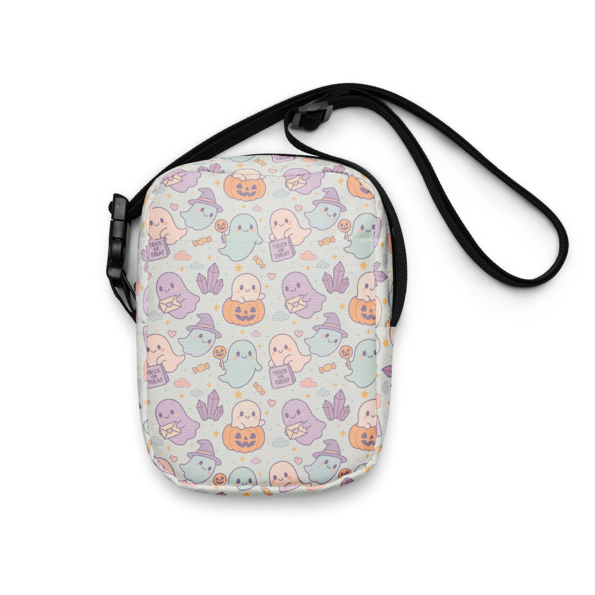 Girls Cute Ghost Halloween Crossbody Bag – Water Resistant Mini Purse With Adjustable Strap & Pockets