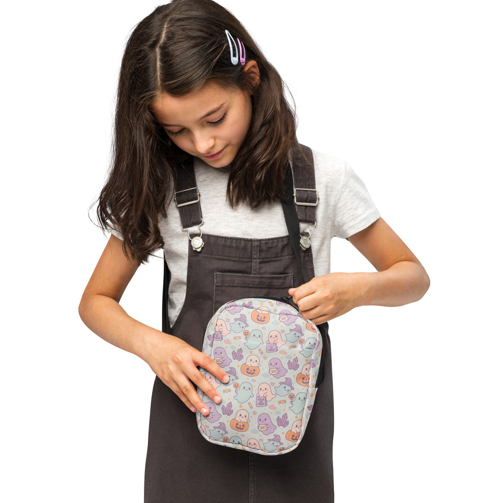 Girls Cute Ghost Halloween Crossbody Bag – Water Resistant Mini Purse With Adjustable Strap & Pockets