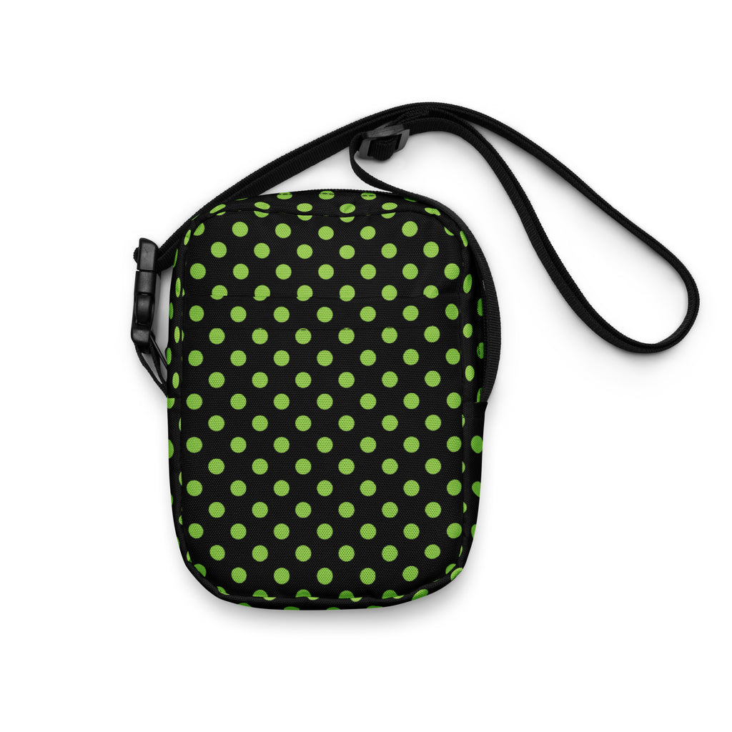 Green Polka Dot Halloween Crossbody Bag – Water Resistant Mini Purse With Adjustable Strap & Pockets