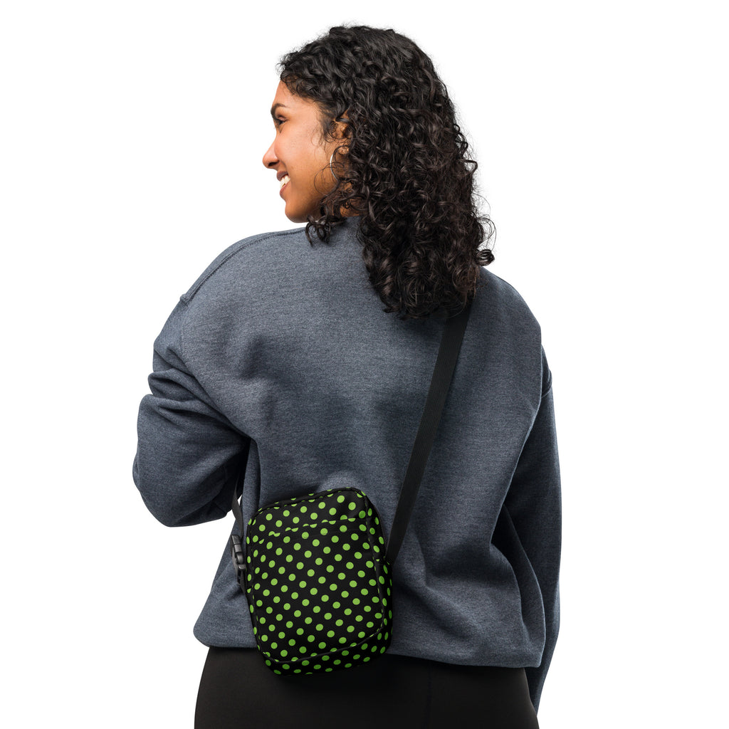 Green Polka Dot Halloween Crossbody Bag – Water Resistant Mini Purse With Adjustable Strap & Pockets