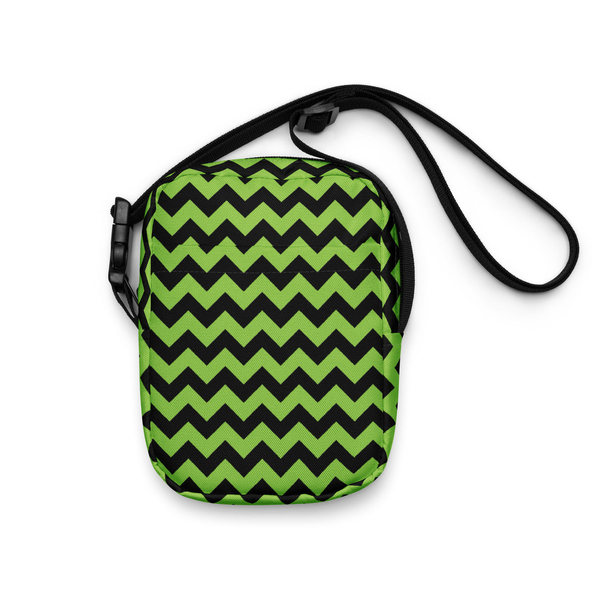 Green Chevron Halloween Crossbody Bag – Water Resistant Mini Purse With Adjustable Strap & Pockets