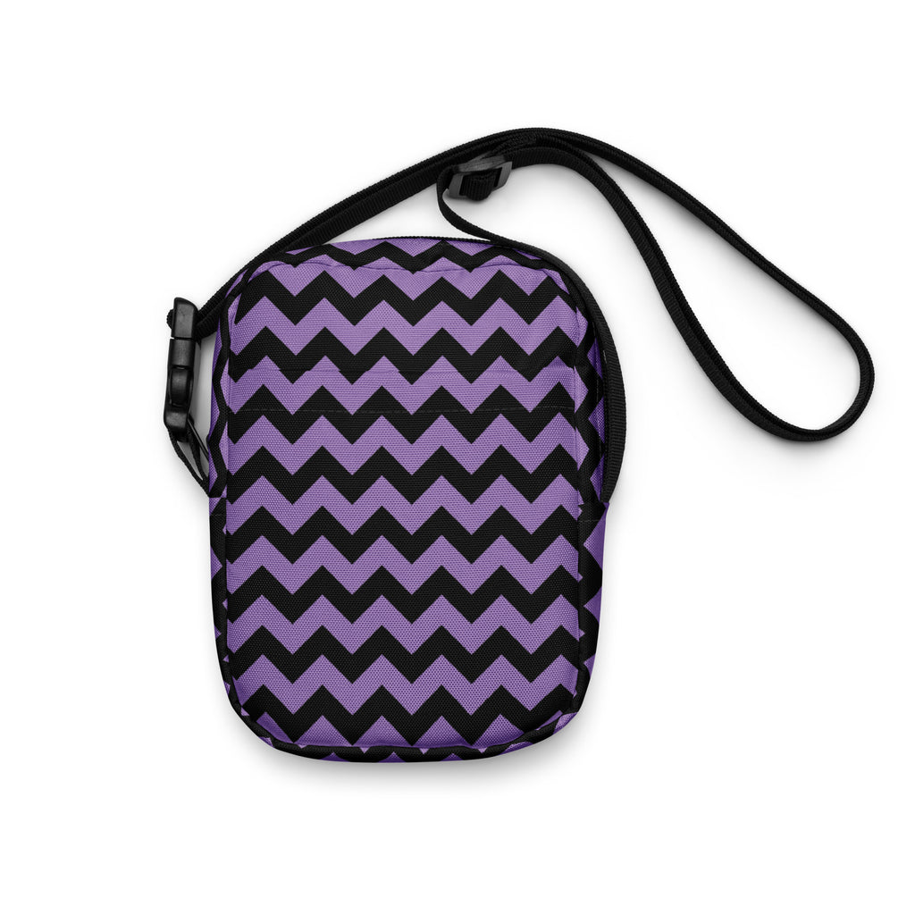 Purple Chevron Halloween Crossbody Bag – Water Resistant Mini Purse With Adjustable Strap & Pockets