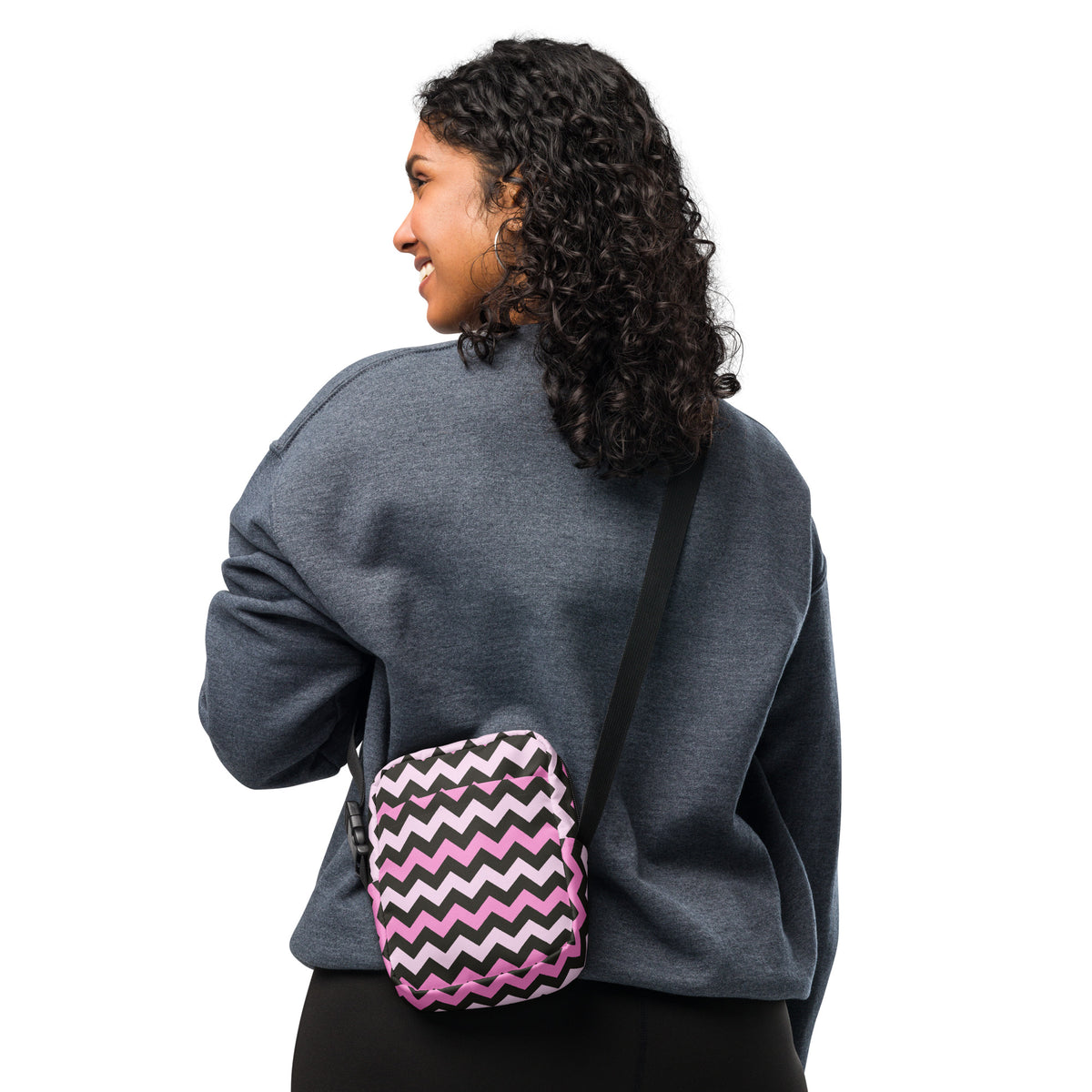 Pink Chevron Crossbody Bag – Water Resistant Mini Purse With Adjustable Strap & Pockets