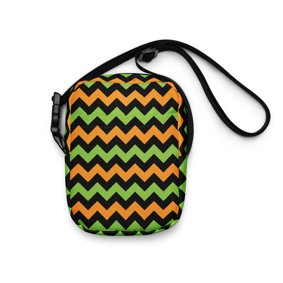 Girls Orange & Green Chevron Halloween Crossbody Bag – Water Resistant Mini Purse With Adjustable Strap & Pockets