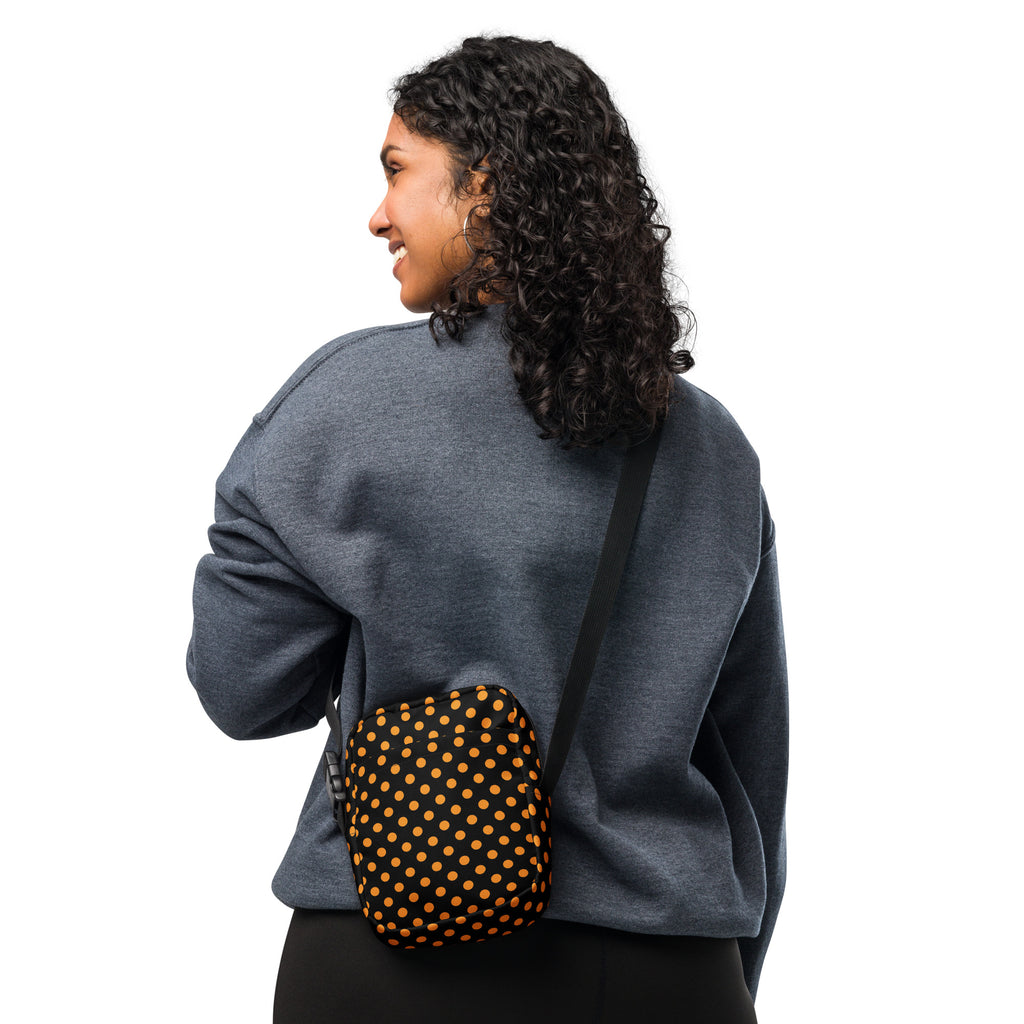 Orange Polka Dot Halloween Crossbody Bag – Water Resistant Mini Purse With Adjustable Strap & Pockets