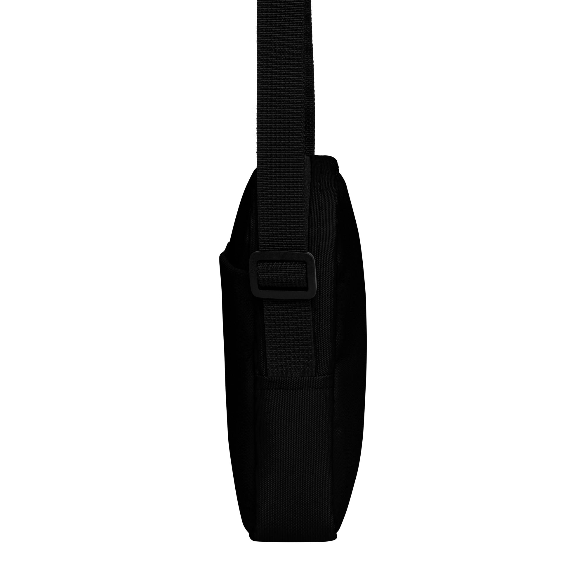 Girls black crossbody purse made of nylon with a sleek minimalist design and adjustable strap for easy wear
