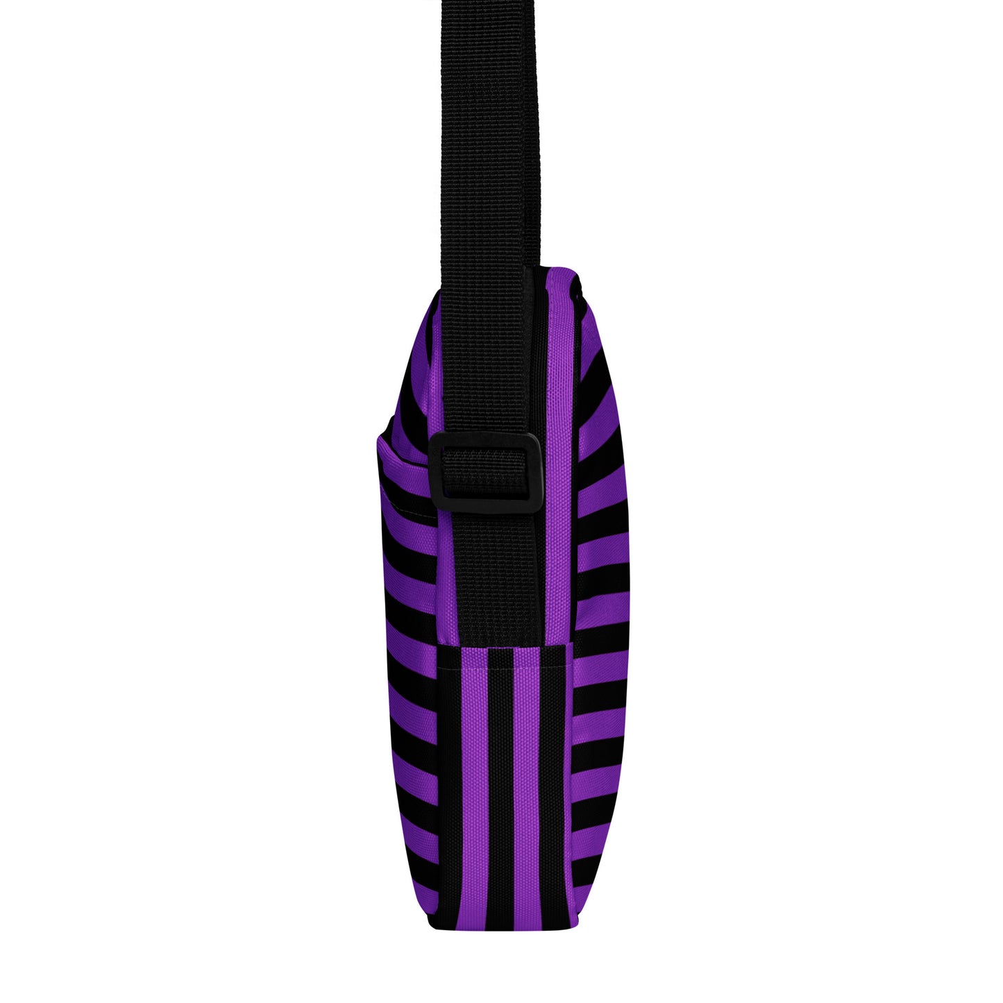 Girls Purple & Black Striped Halloween Crossbody Purse