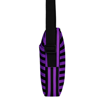 Girls Purple & Black Striped Halloween Crossbody Purse