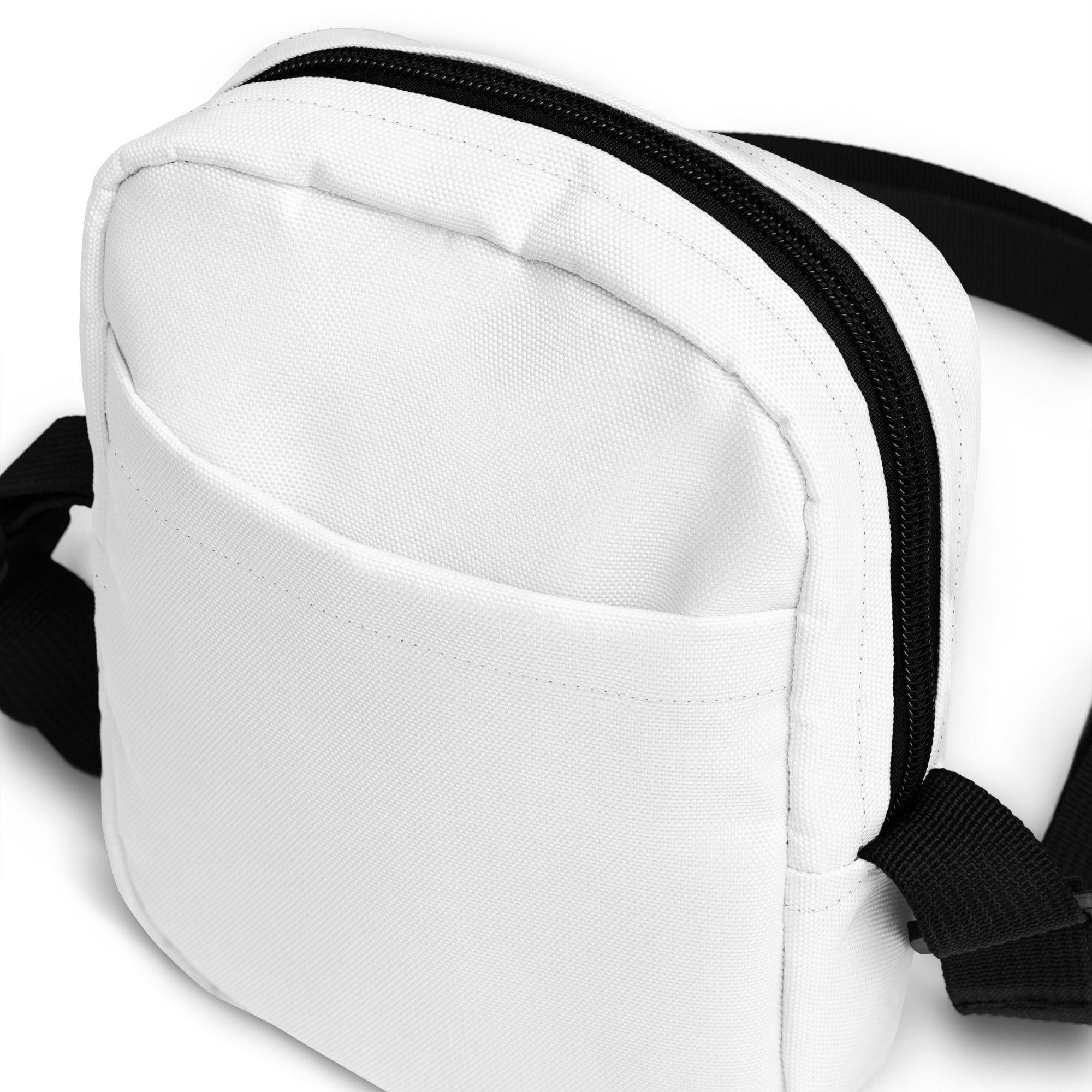 Girls white canvas crossbody purse with black zipper and adjustable strap for versatile everyday use