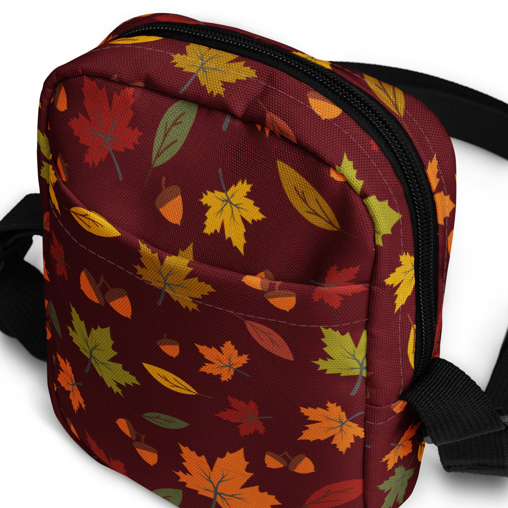 Autumn Maple Leaves Crossbody Bag – Water Resistant Mini Purse With Adjustable Strap & Pockets