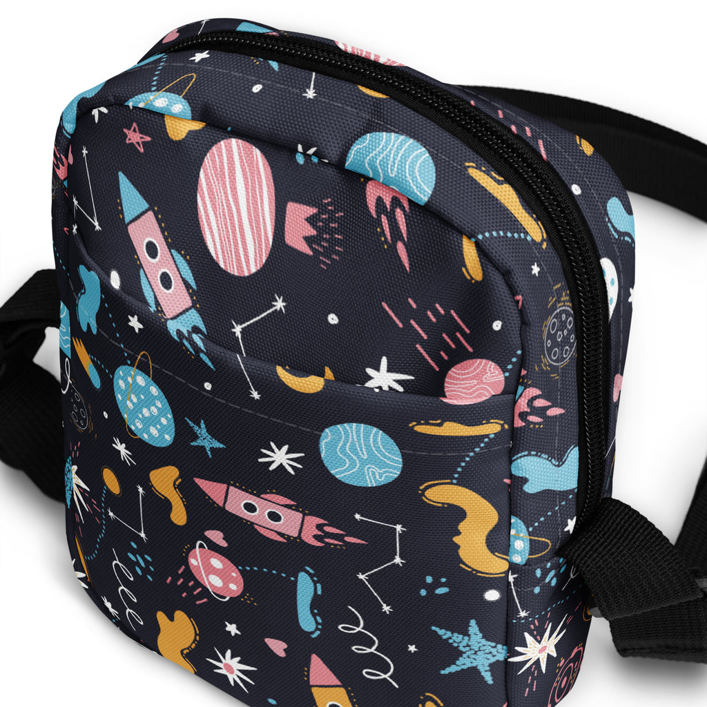 Girls Outer Space Crossbody Bag – Water Resistant Mini Purse With Adjustable Strap & Pockets