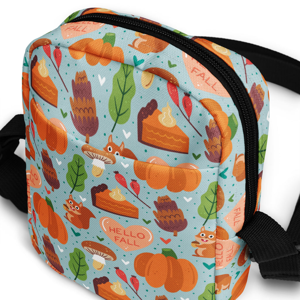 Cute Fall Crossbody Bag – Water Resistant Mini Purse With Adjustable Strap & Pockets