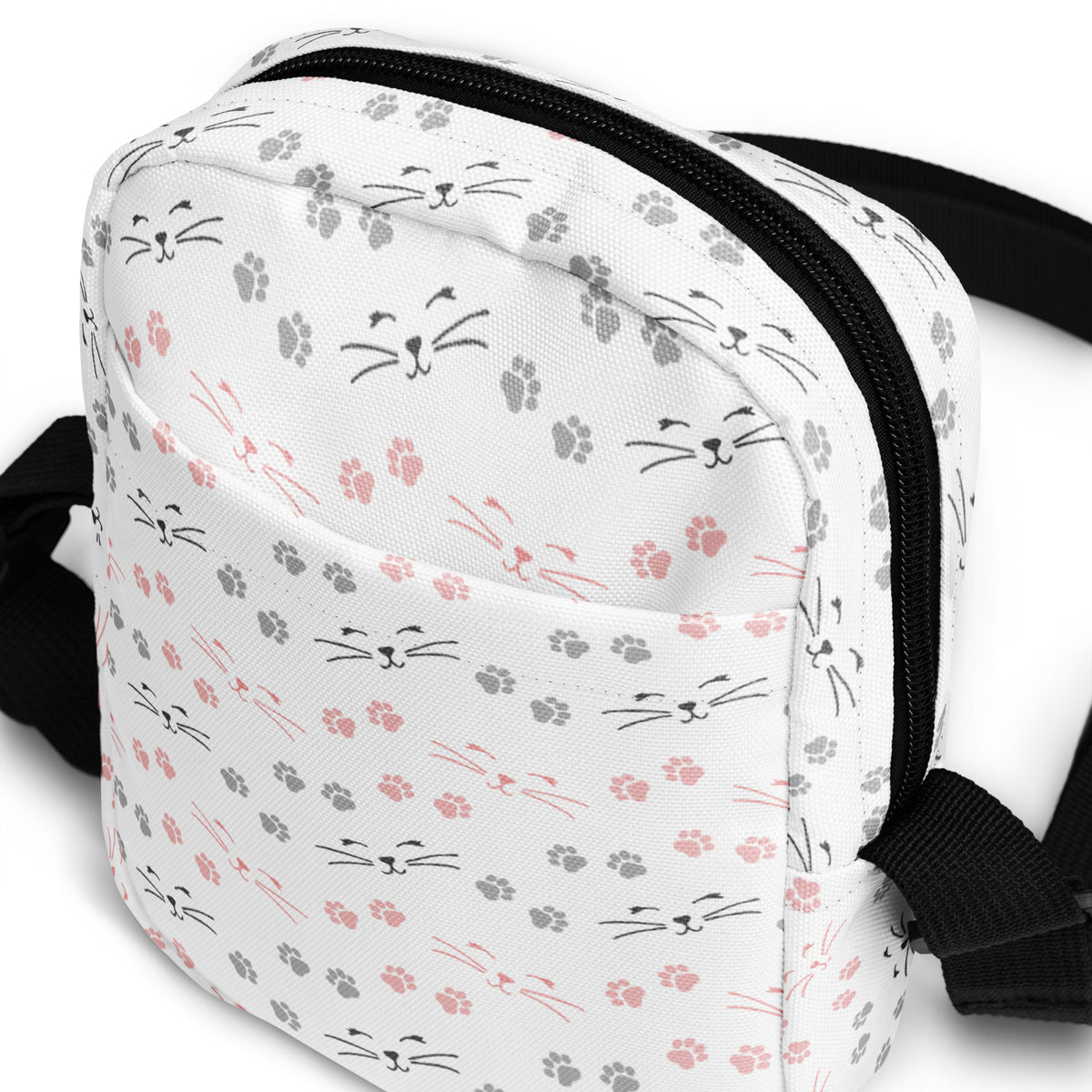 Cats & Whiskers Crossbody Bag – Water Resistant Mini Purse With Adjustable Strap & Pockets