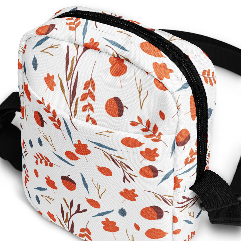 Fall Leaves & Acorns Crossbody Bag – Water Resistant Mini Purse With Adjustable Strap & Pockets