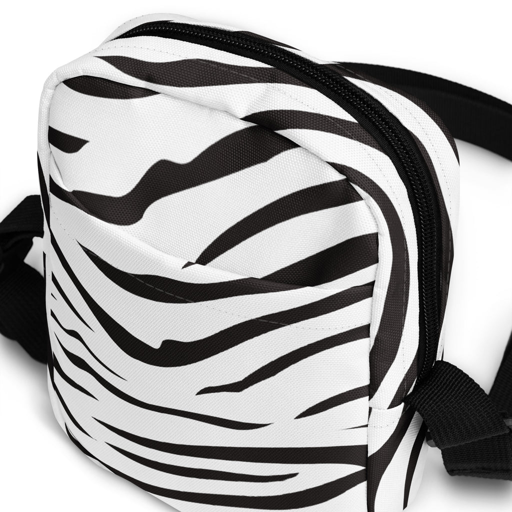 Zebra Print Crossbody Bag – Water Resistant Mini Purse With Adjustable Strap & Pockets