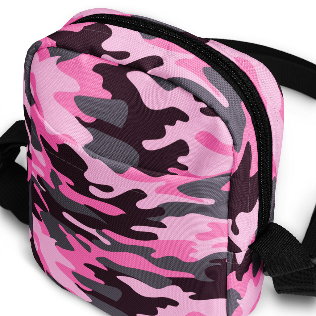 Pink Camouflage Crossbody Bag – Water Resistant Mini Purse With Adjustable Strap & Pockets