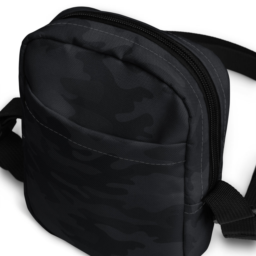 Black Camouflage Crossbody Bag – Water Resistant Mini Purse With Adjustable Strap & Pockets