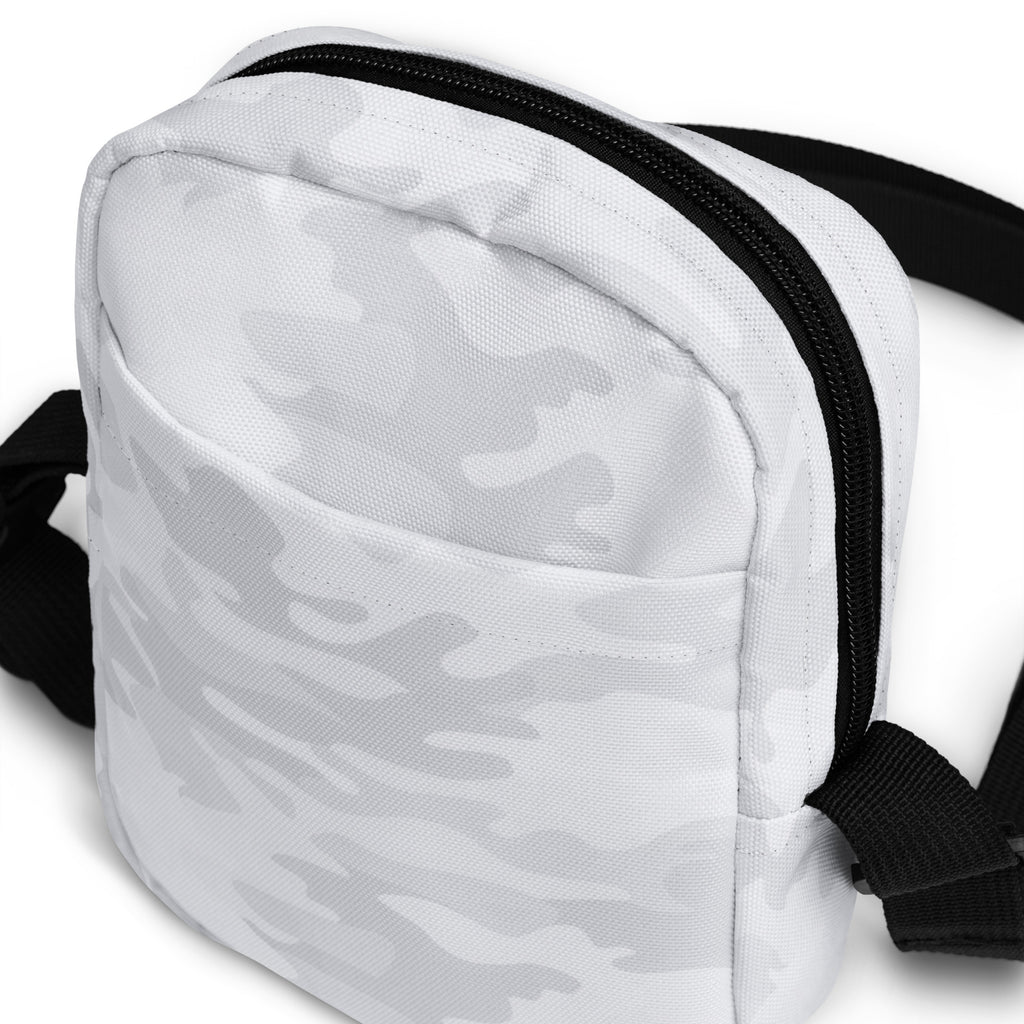 White Camouflage Crossbody Bag – Water Resistant Mini Purse With Adjustable Strap & Pockets