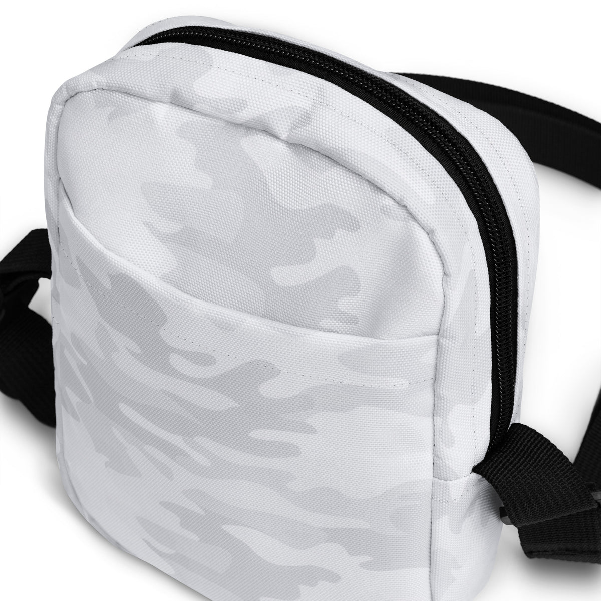 White Camouflage Crossbody Bag – Water Resistant Mini Purse With Adjustable Strap & Pockets