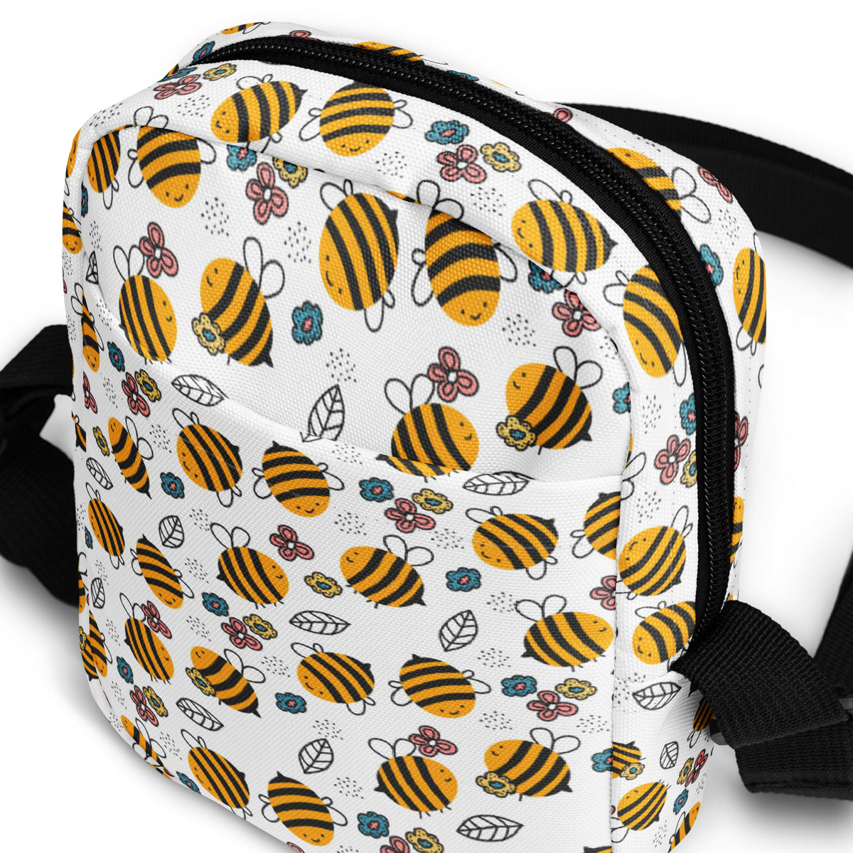 Girls Floral Yellow Bumblebee Crossbody Bag – Water Resistant Mini Purse With Adjustable Strap & Pockets