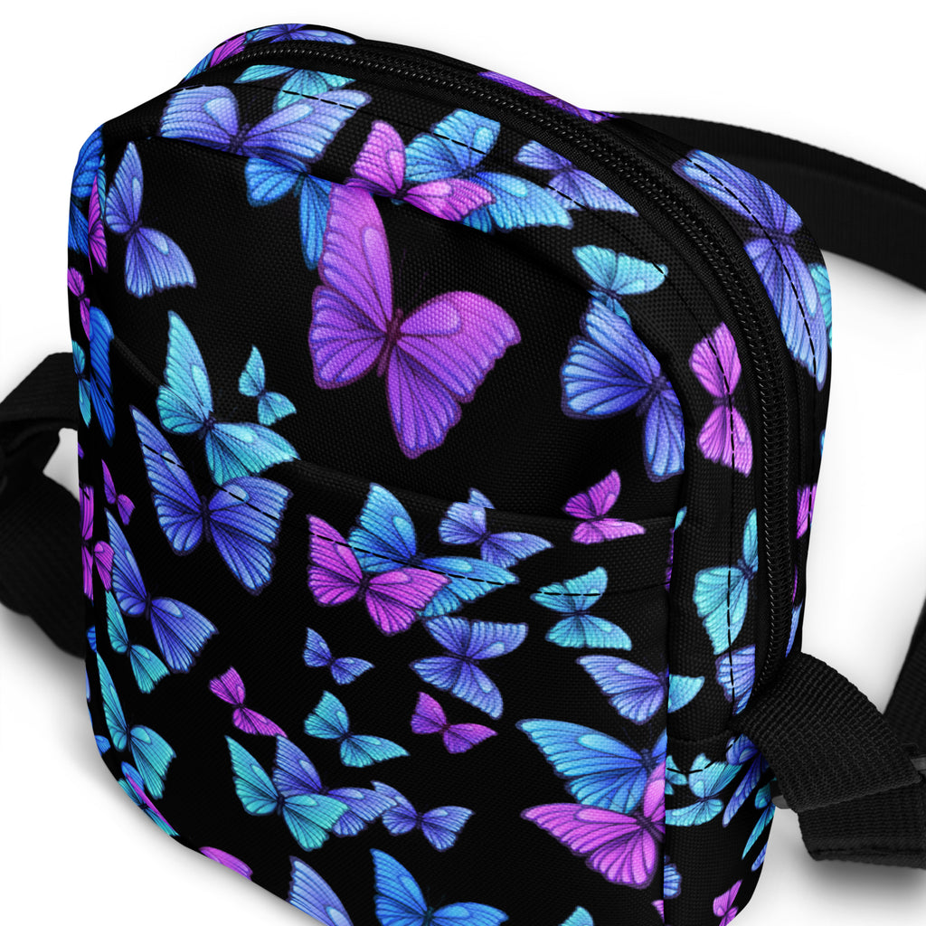 Vibrant Butterfly Crossbody Bag – Water Resistant Mini Purse With Adjustable Strap & Pockets