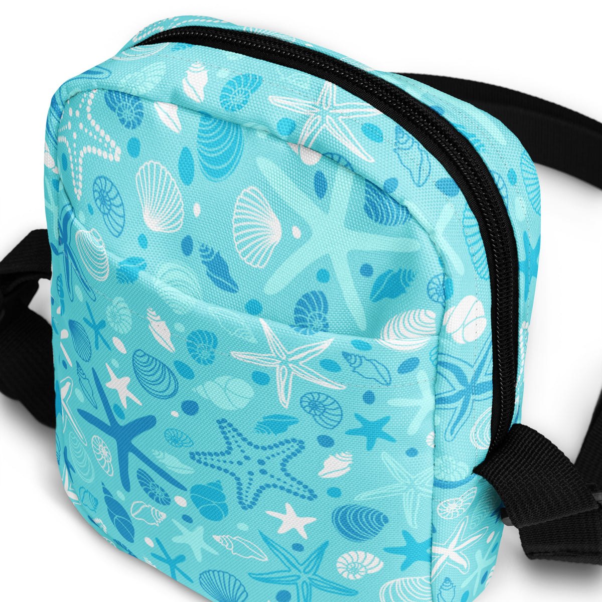 Starfish & Shells Crossbody Bag – Water Resistant Mini Purse With Adjustable Strap & Pockets