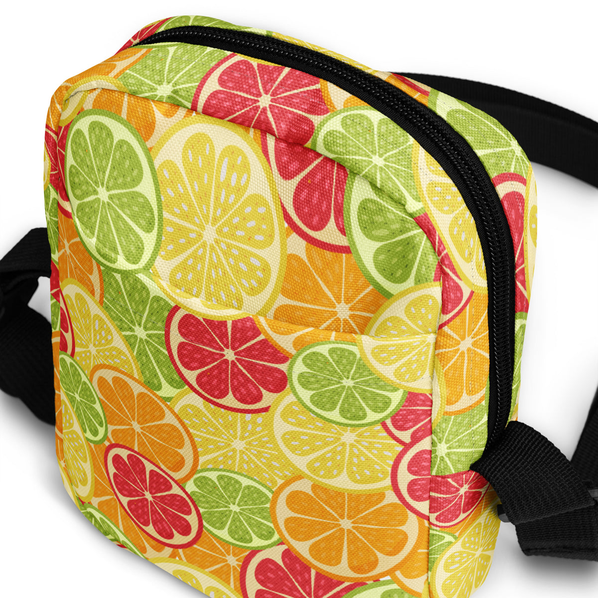 Citrus Fruit Slices Crossbody Bag – Water Resistant Mini Purse With Adjustable Strap & Pockets