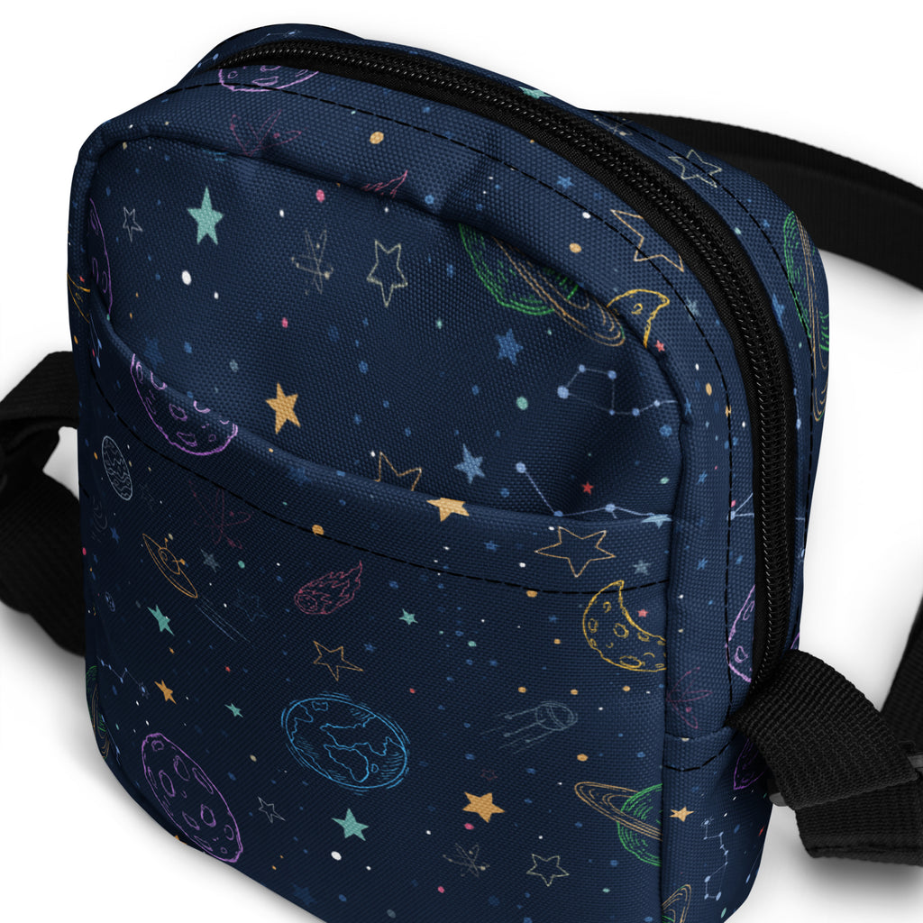 Outer Space Galaxy Crossbody Bag – Water Resistant Mini Purse With Adjustable Strap & Pocket