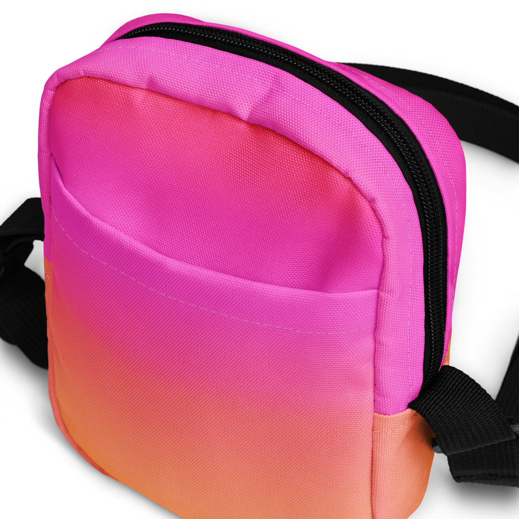 Sunset Ombre Crossbody Bag – Water Resistant Mini Purse With Adjustable Strap & Pockets