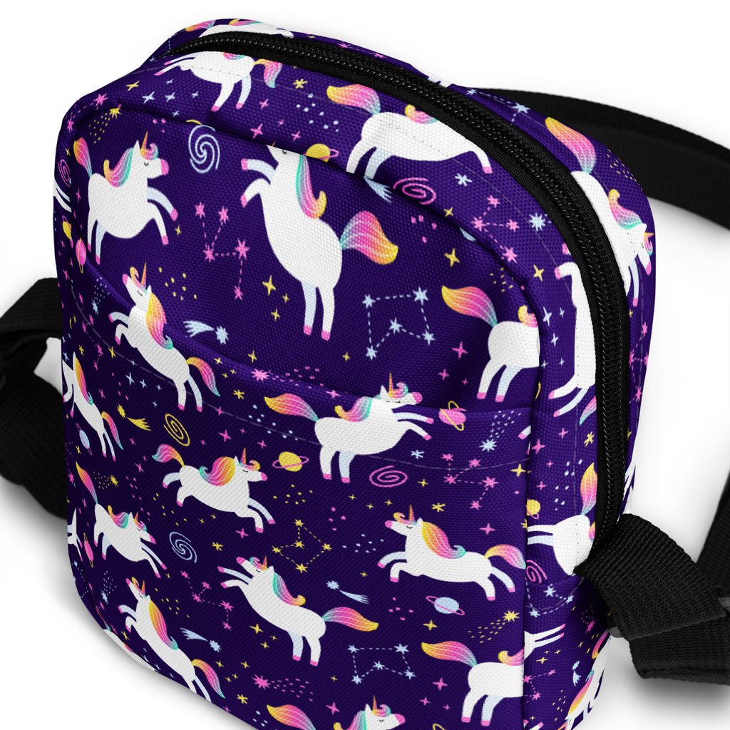 Girls Purple Unicorn Crossbody Bag – Water Resistant Mini Purse With Adjustable Strap & Pockets