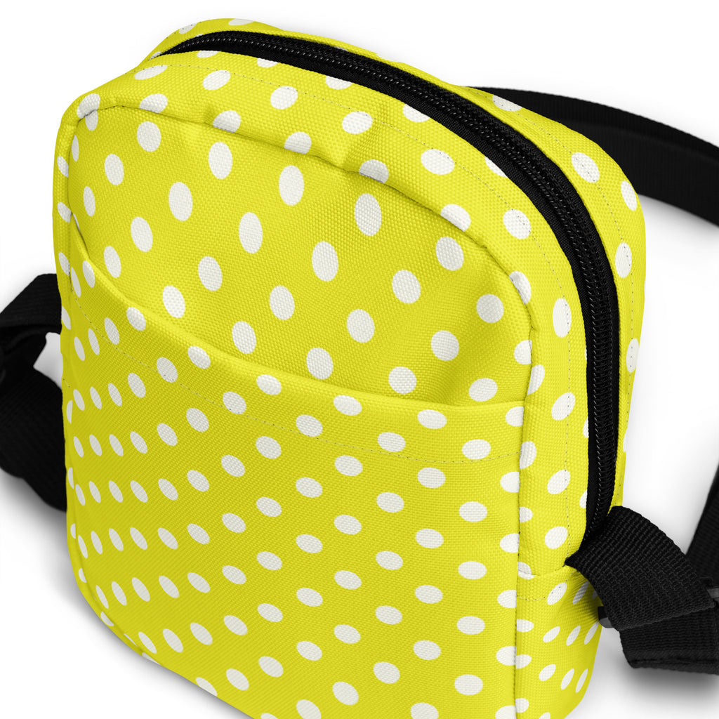 Yellow Polka Dot Crossbody Bag – Water Resistant Mini Purse With Adjustable Strap & Pockets